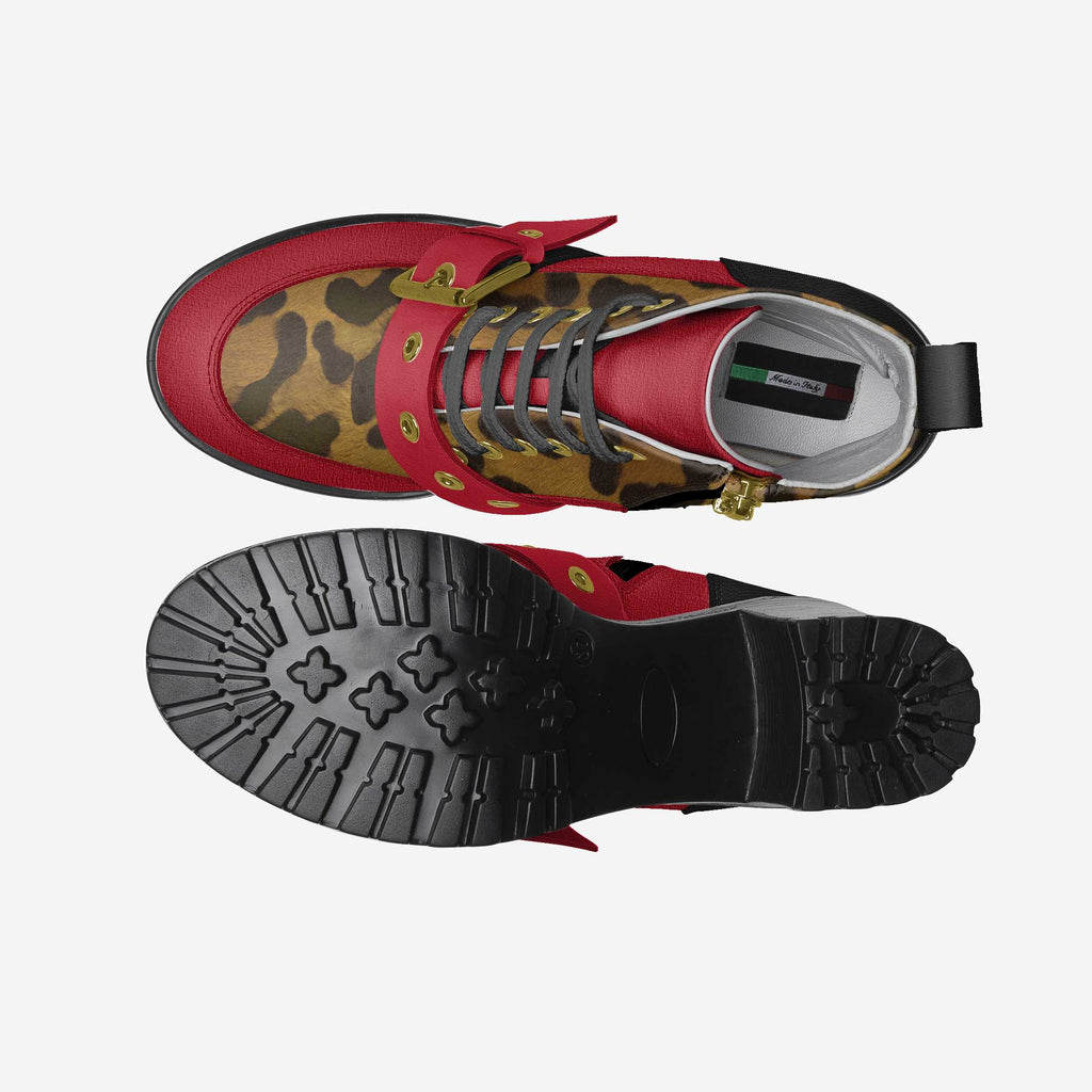 Laced Sporty Boot Jaguar, Red Suede & Black – Bold Luxury with a Wild Side