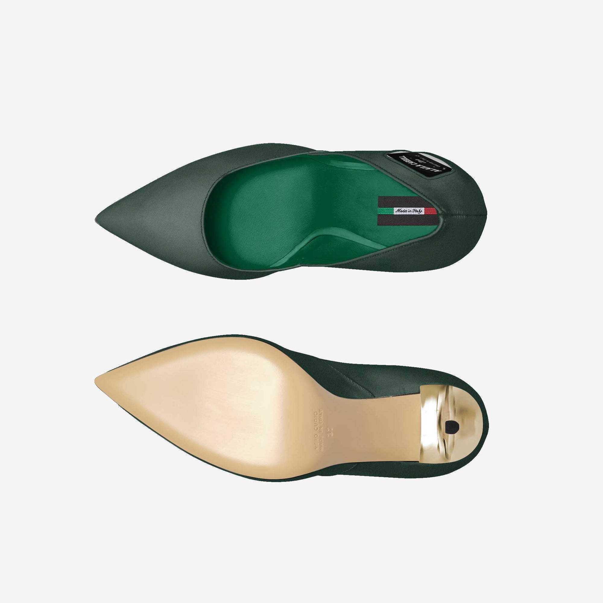 SIMPLE CUT HIGH HEEL – Emerald & Gold