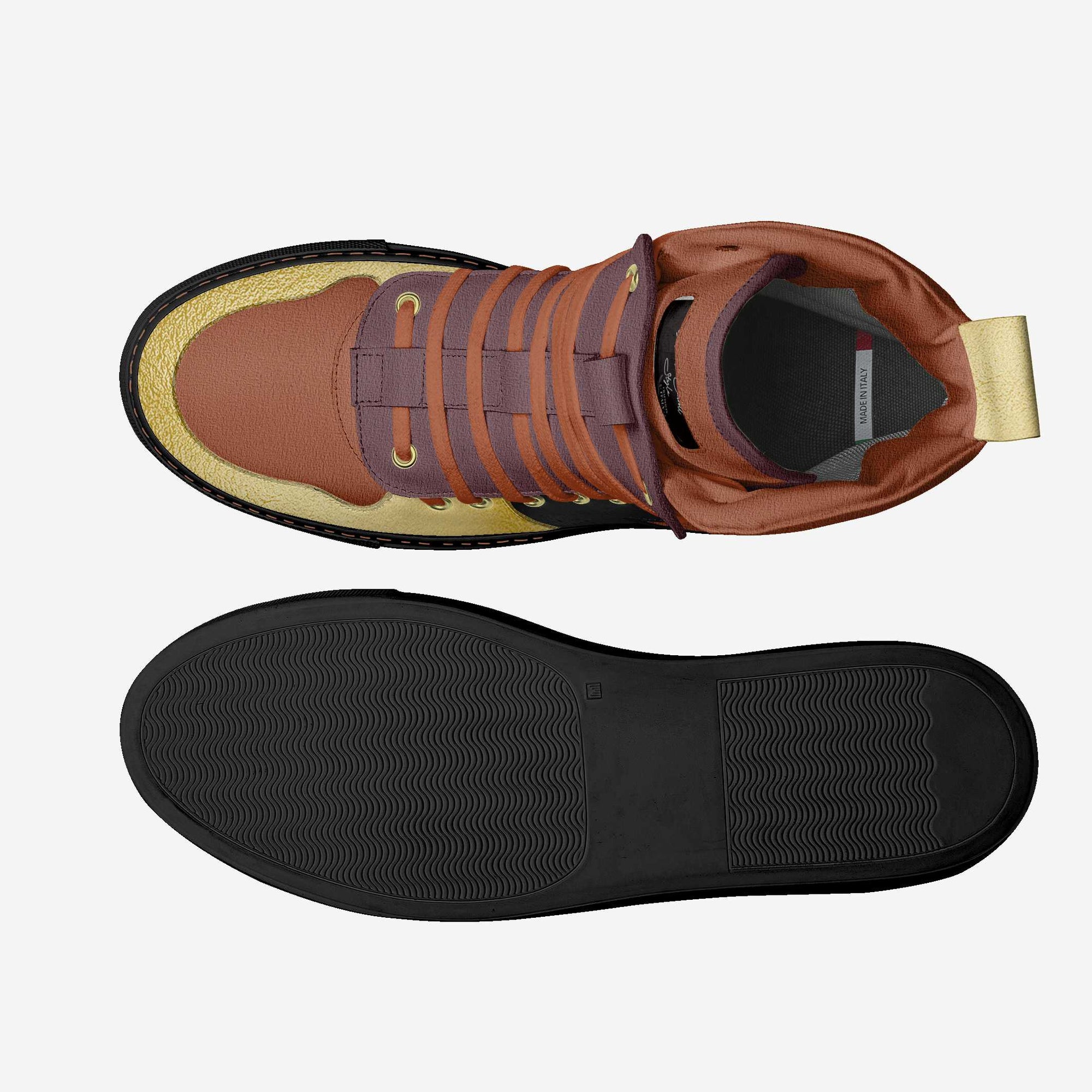 Designer Laced High-Top Black, Gold, Wine, & Redskin
