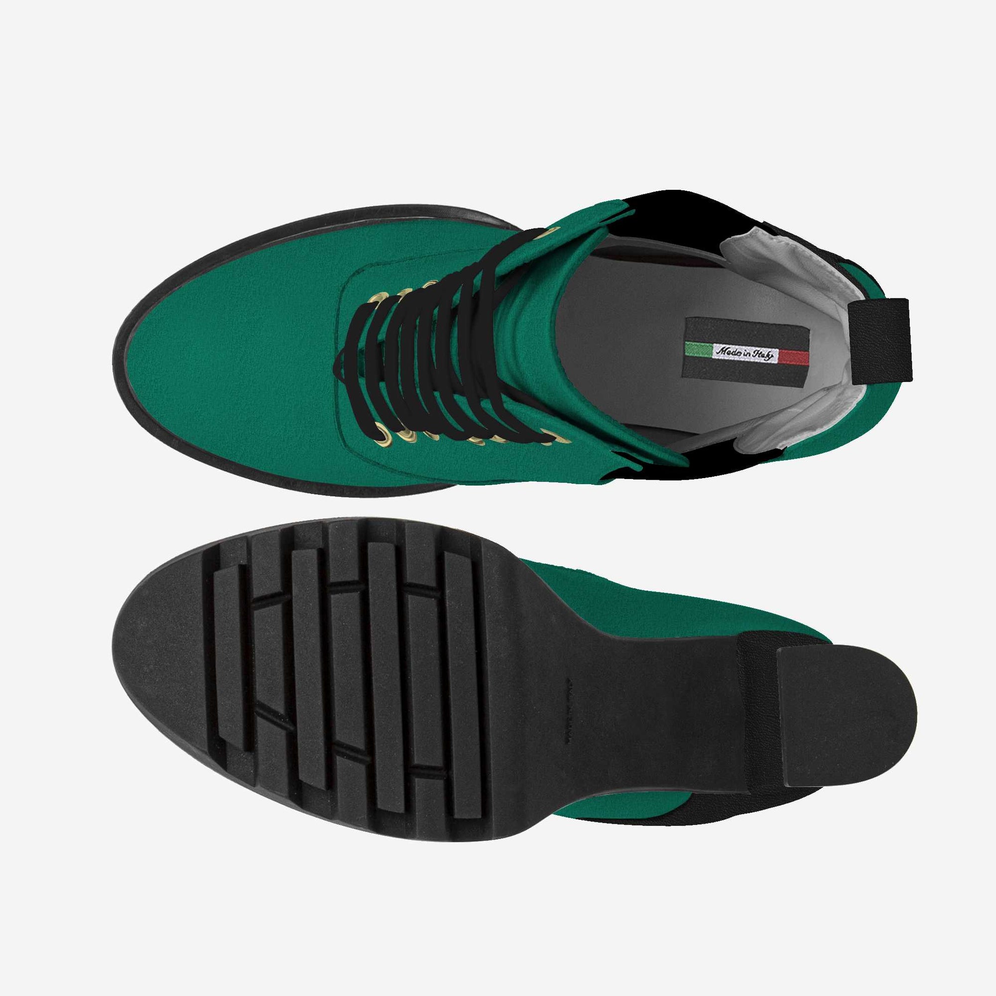 LACED DESIGNER BOOT – Emerald Suede & Black