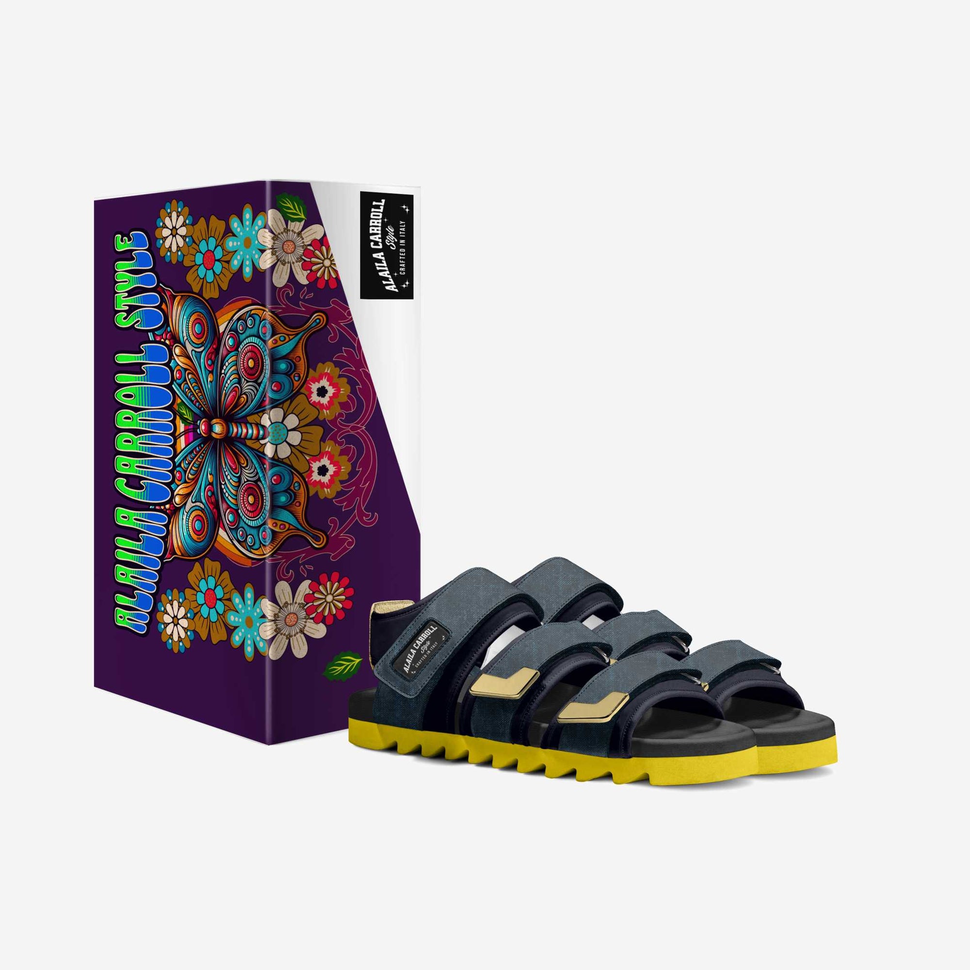 TRIPLE STRIPES LUXURY SANDAL Navy, Gold, & Yellow