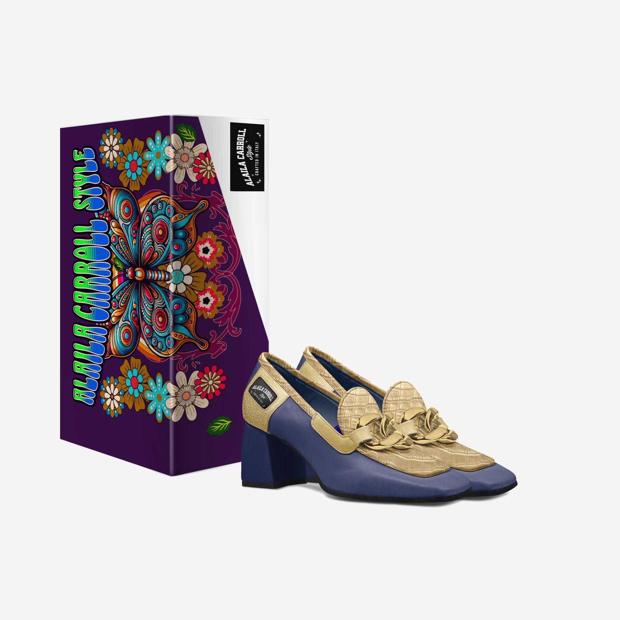 Retro Luxe Heel Navy & Gold