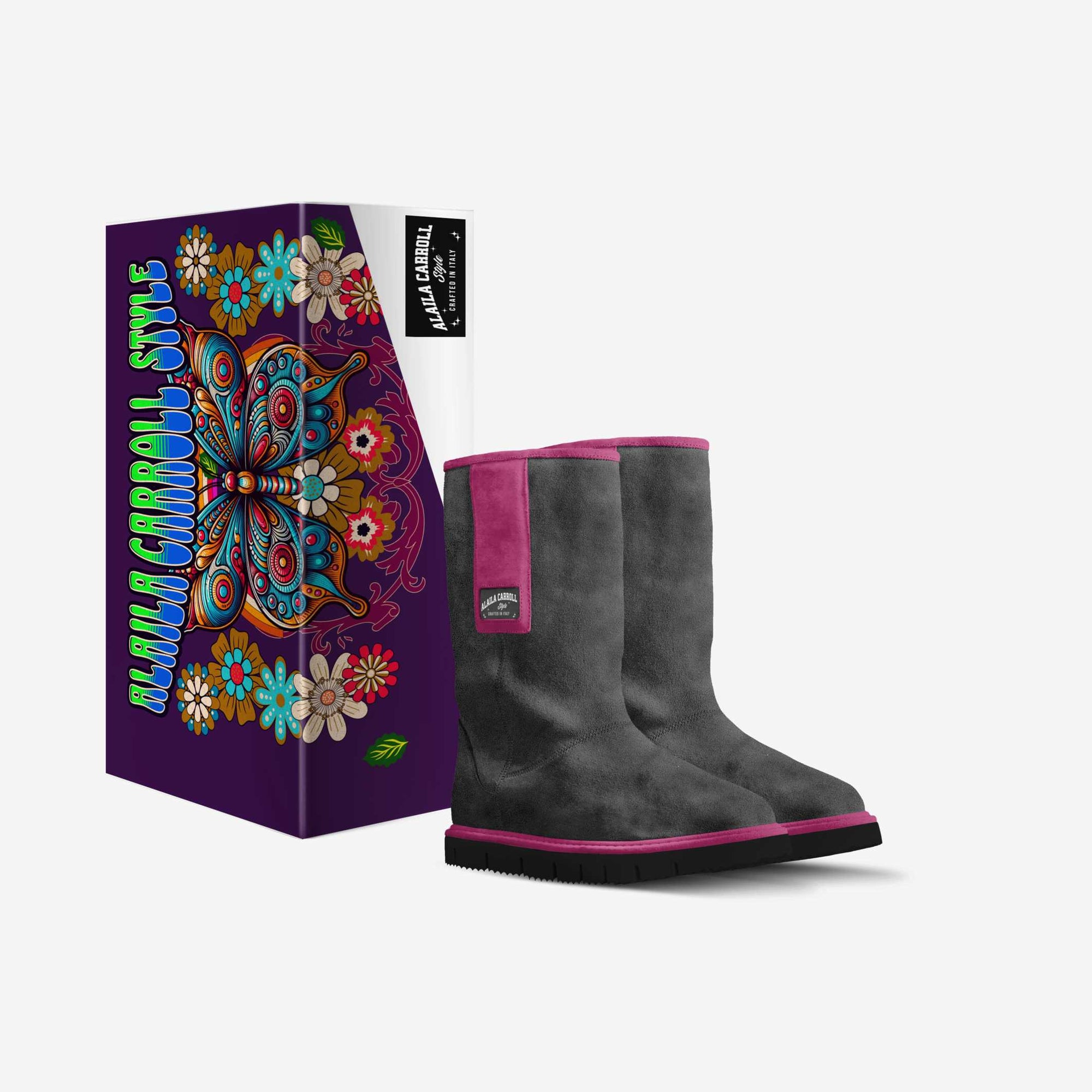 Flap Mid-Boot Dark Grey and Passion Pink