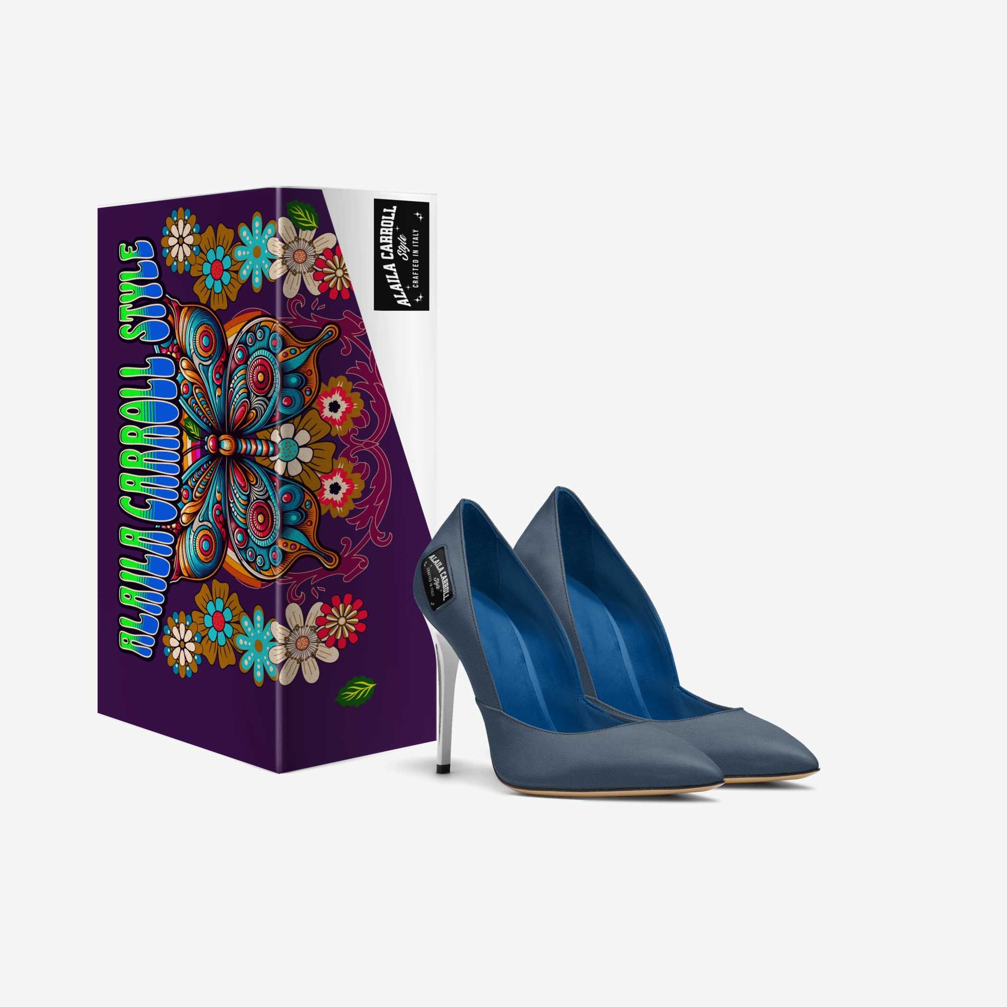 Simple Cut High Heel Blue & Sliver