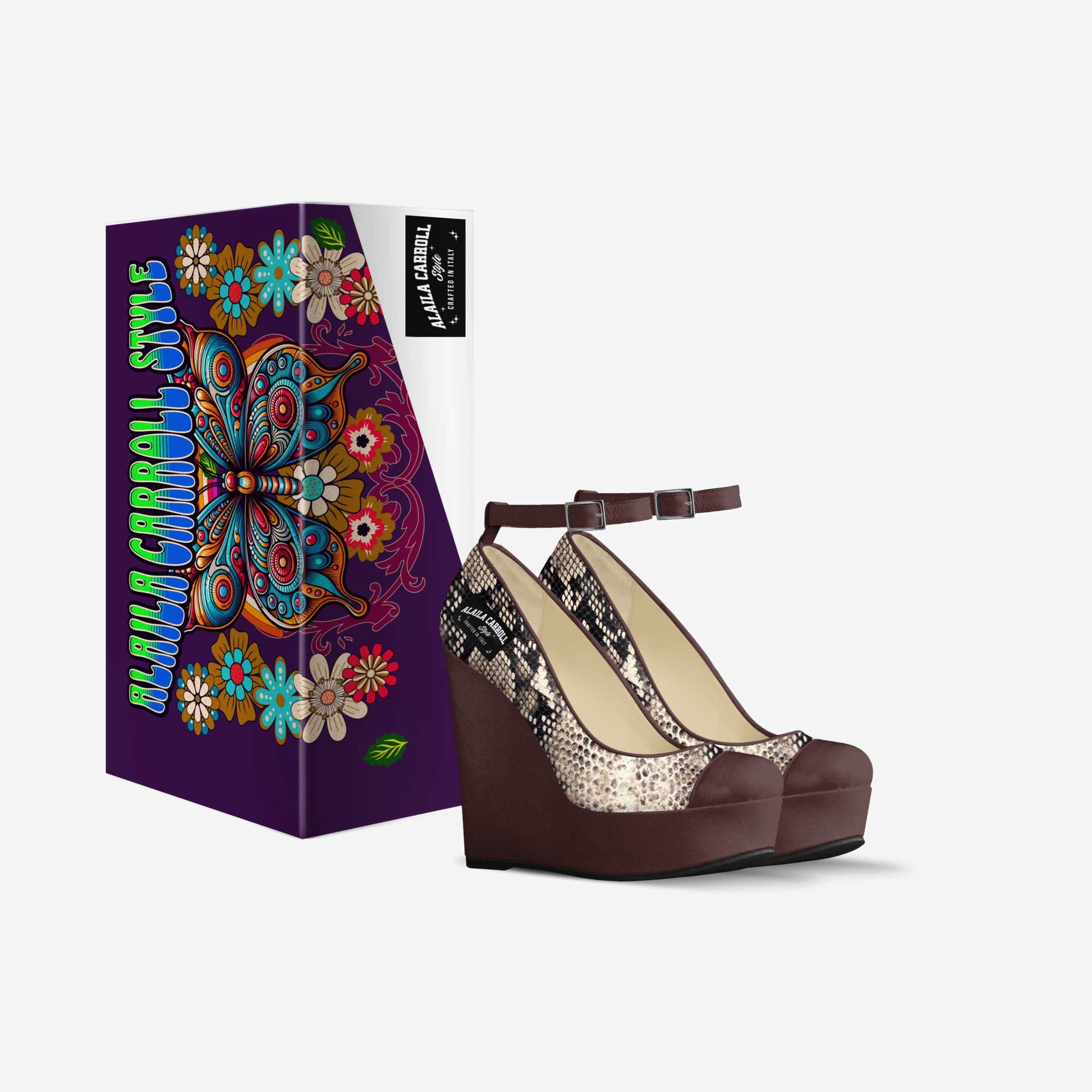 Ankle Strap Wedge Python & Dark Brown