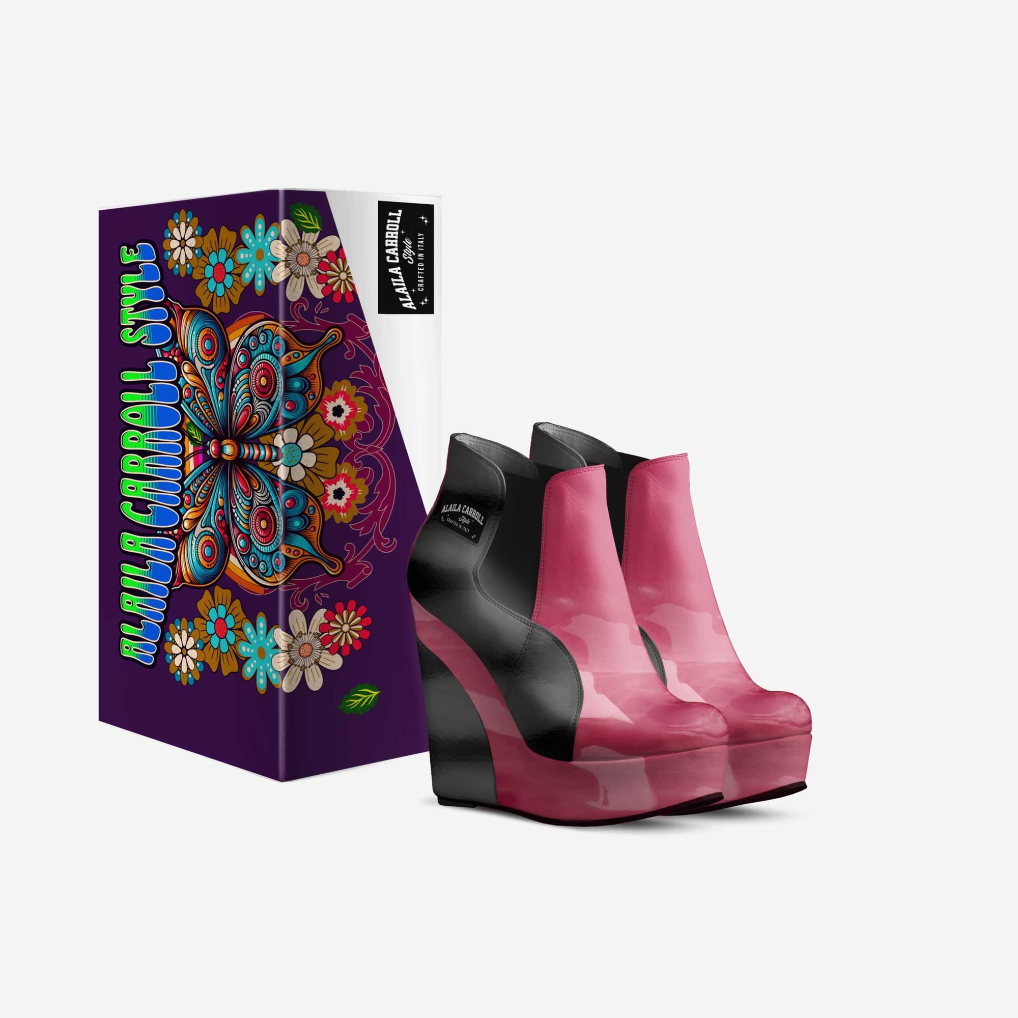 Wedge Ankle Boot Pink & Black