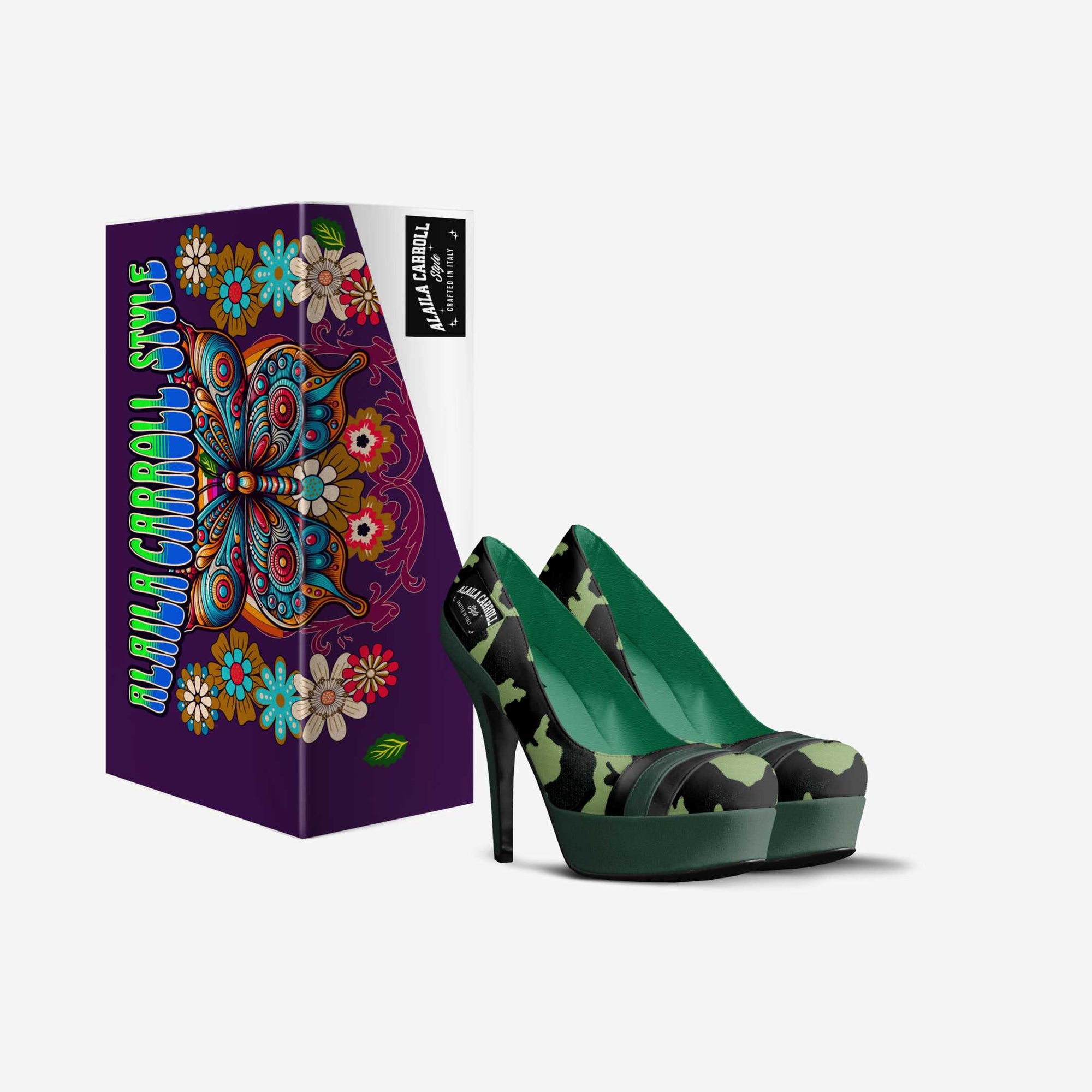 Striped Platform Pump Camo, Green, & Black