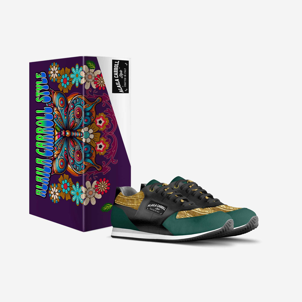 Sporty Running Trainer Green, Gold, & Black