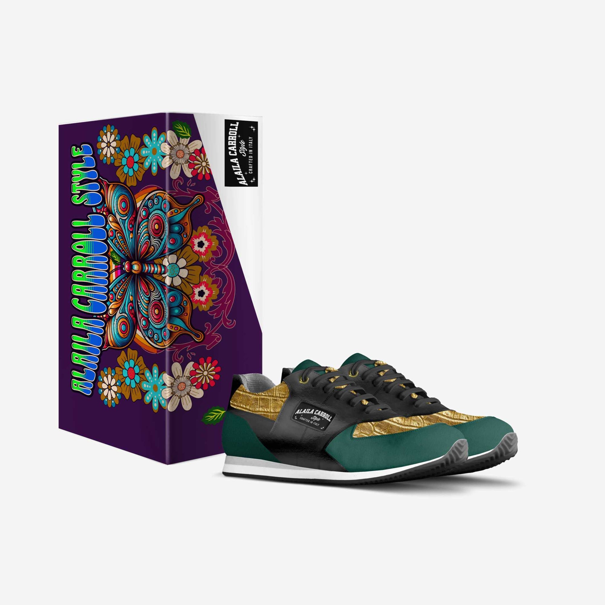 Sporty Running Trainer Green, Gold, & Black