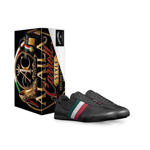 SOCCER STYLE STRIPE SNEAKER – Black, White, Red & Green