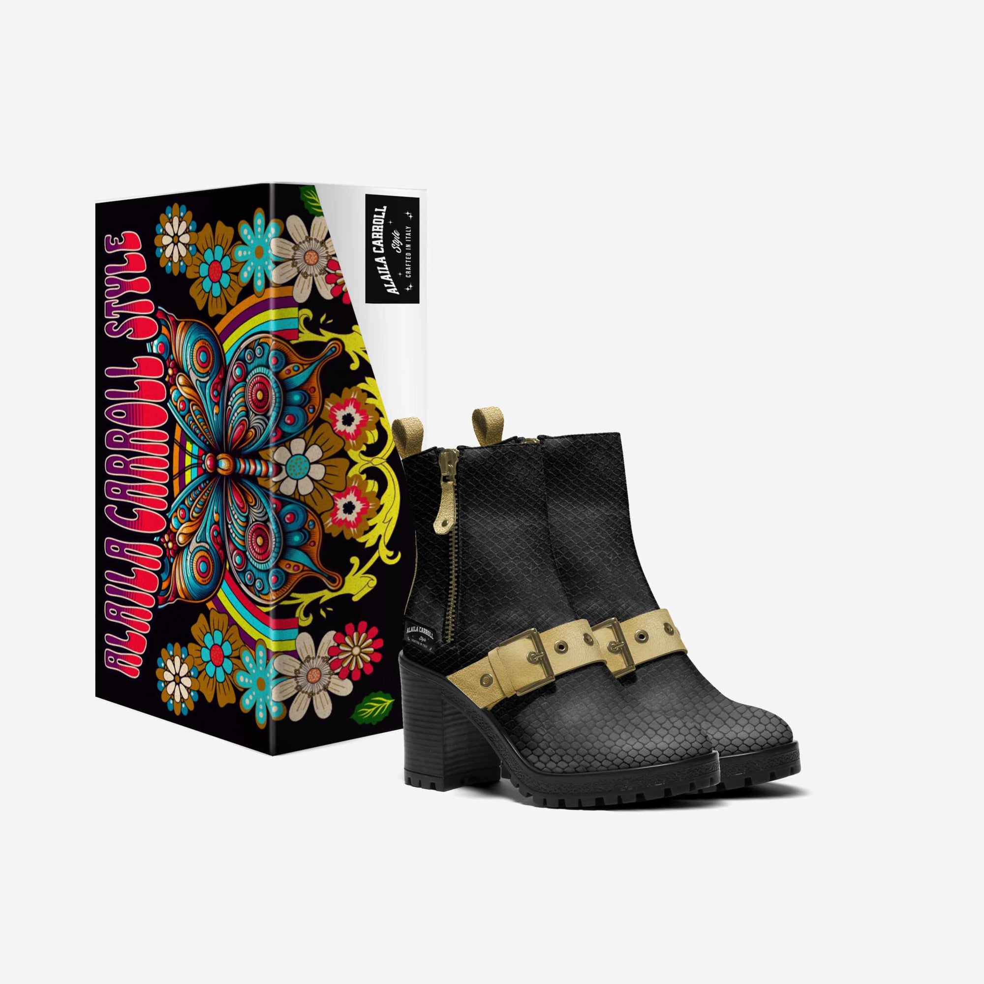 Zip Sporty Boot – Python Print Black & Gold