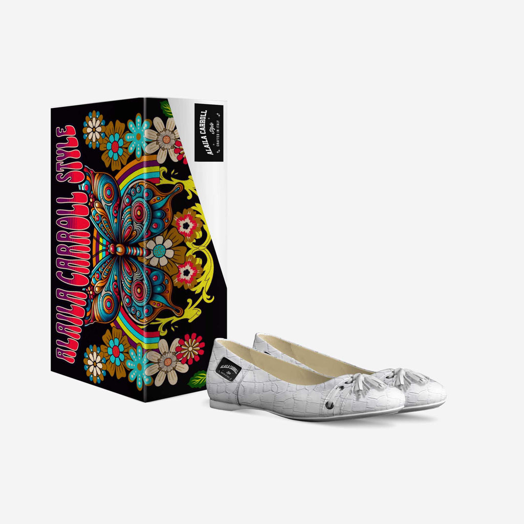 Tassels Ballerina Flats, White Croc – Elegant Italian Women’s Flats | Alaila Carroll Style