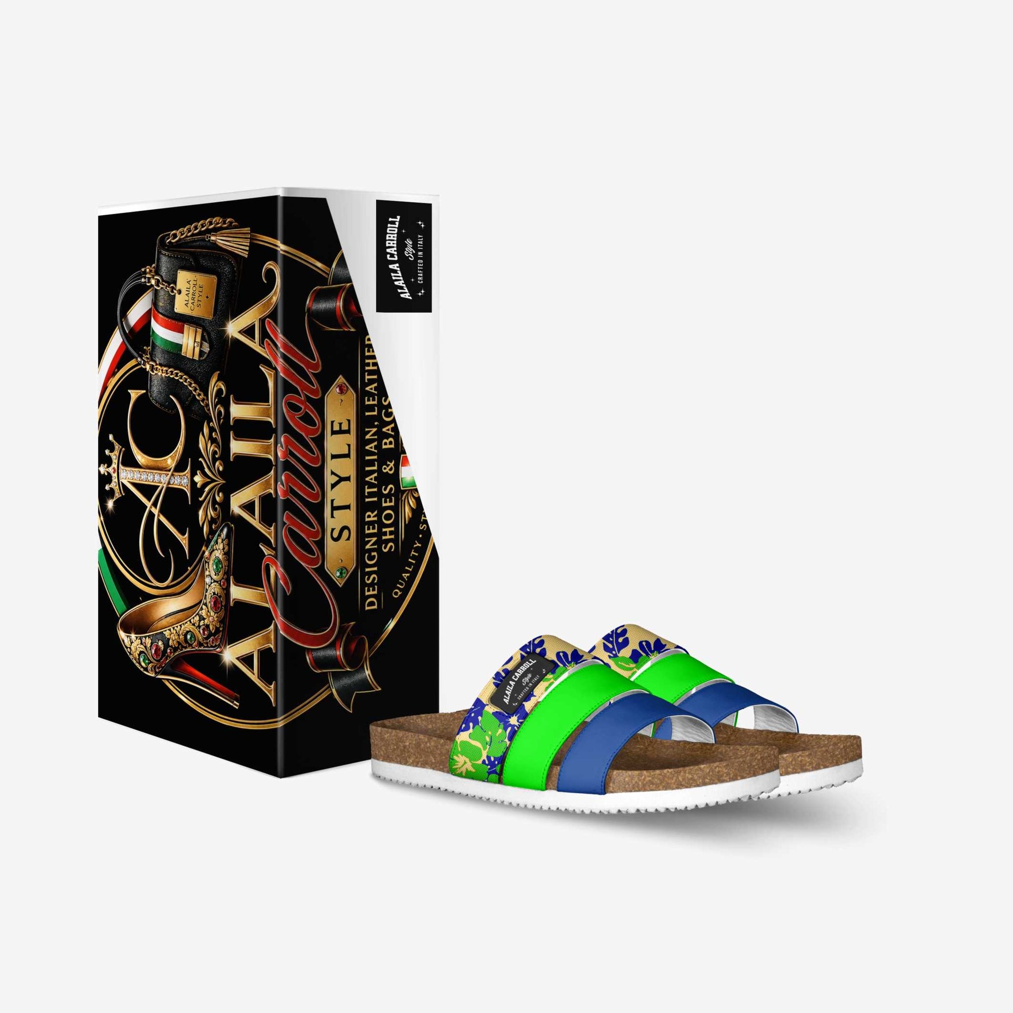 Stripe Sandal Lime Green & Royal Blue | Retro Italian Designer Sandals | Alaila Carroll Style Limited Editions