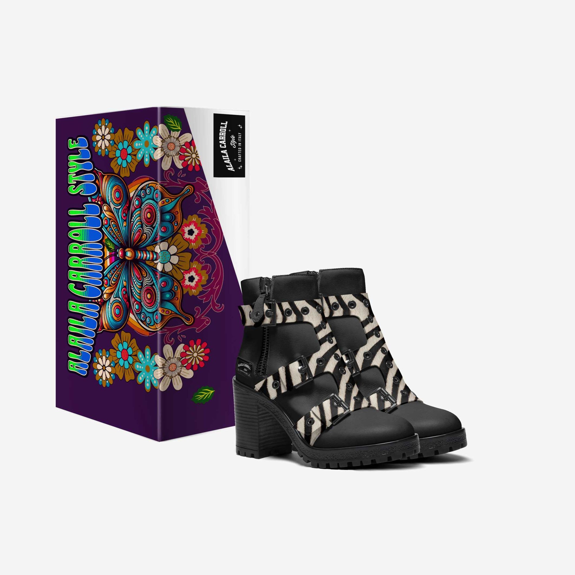 Triple Straps Boot Black & Zebra