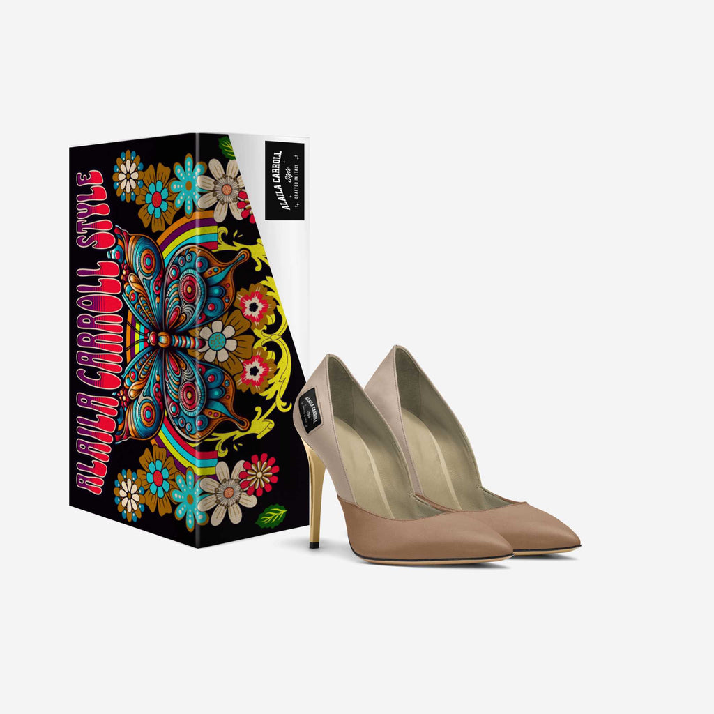 Simple Cut High Heel Ivory & Cognac | Italian Designer Stiletto Pumps | Alaila Carroll Style