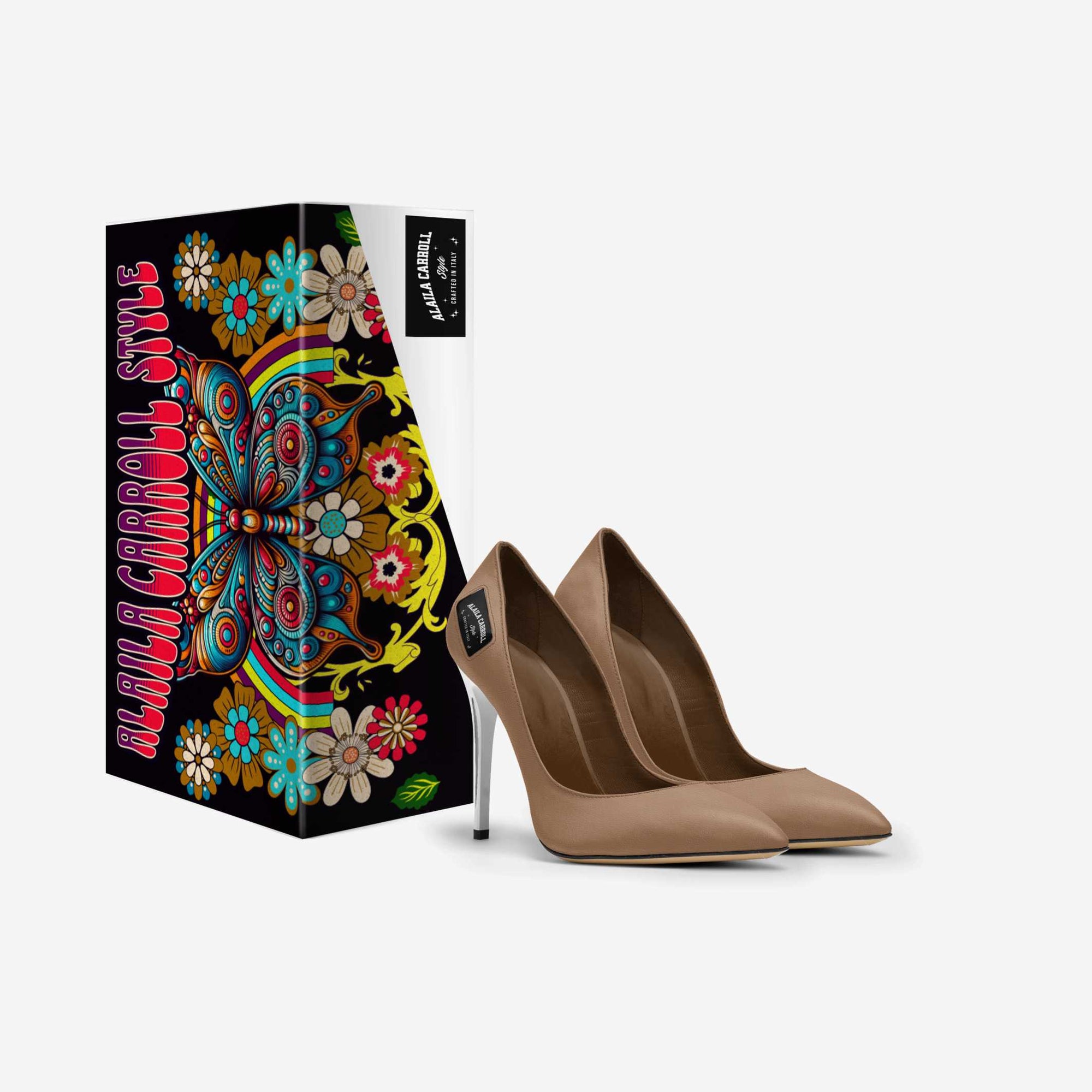 Full Cut High Heel Cognac with Silver Heels | Italian Designer Pumps | Alaila Carroll Style