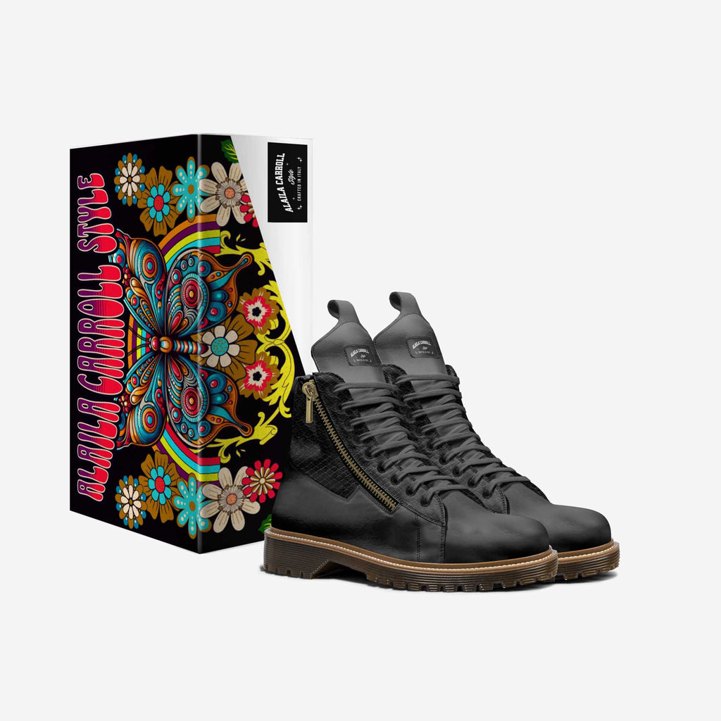 ZIP Boot High Top Varnish Black & Python Black | Luxury Designer High Top Boots | Alaila Carroll Style