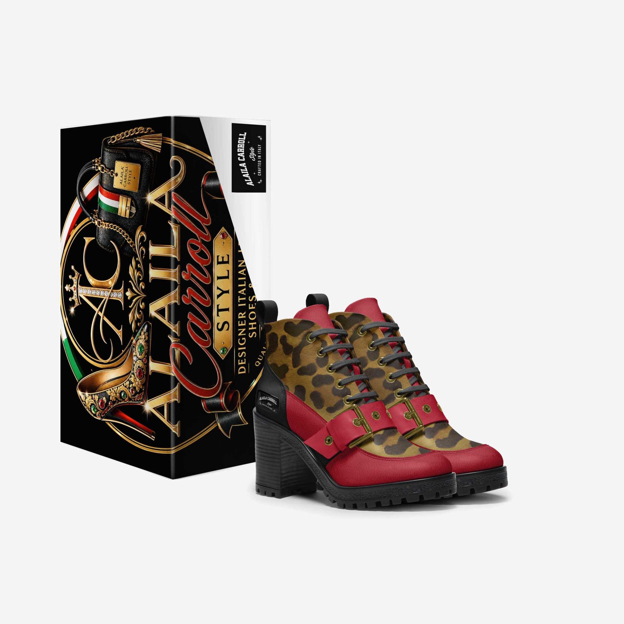 Laced Sporty Boot Jaguar, Red Suede & Black – Bold Luxury with a Wild Side