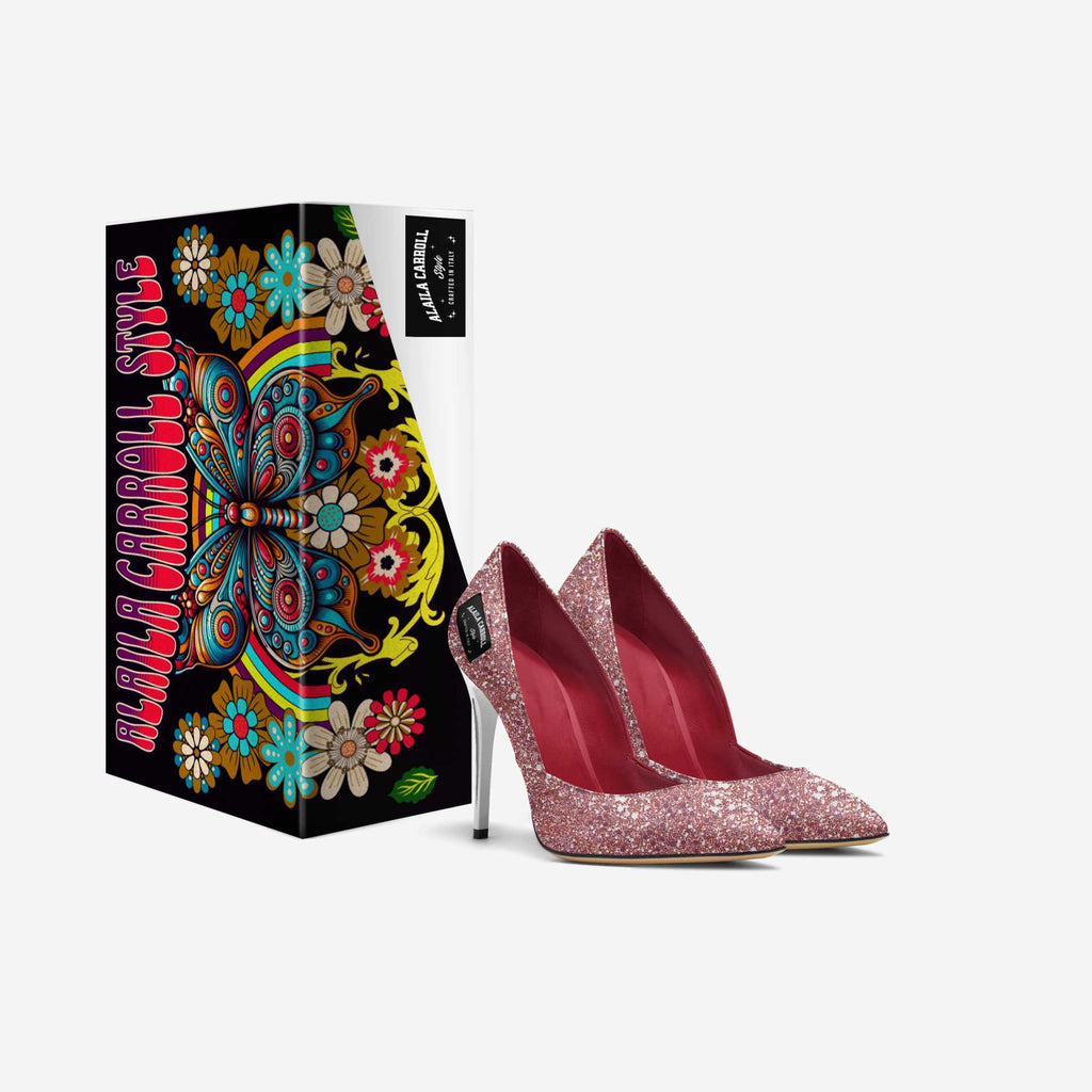 SIMPLE CUT HIGH HEEL – Luxury Sparkling Pink & Silver with Red Insoles