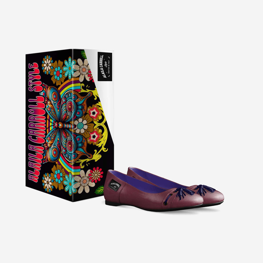 Tassels Ballerina Flat Burgundy & Deep Blue – Elegant Italian Women’s Flats | Alaila Carroll Style