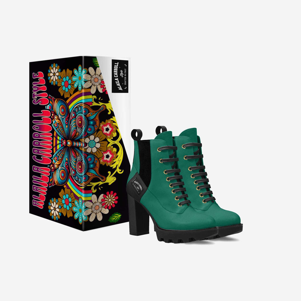 LACED DESIGNER BOOT – Emerald Suede & Black