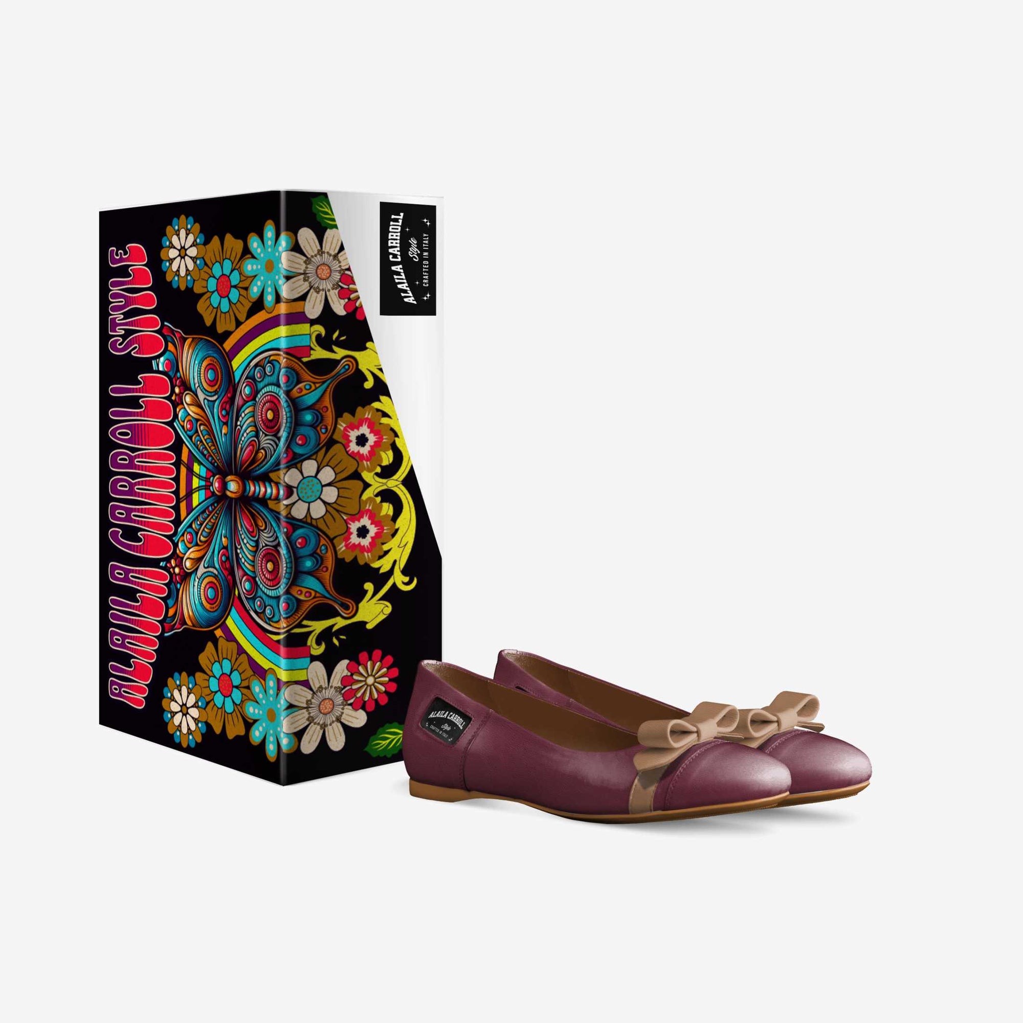 Bow Ballerina Flat Burgundy & Cognac – Elegant Italian Women’s Flats | Alaila Carroll Style