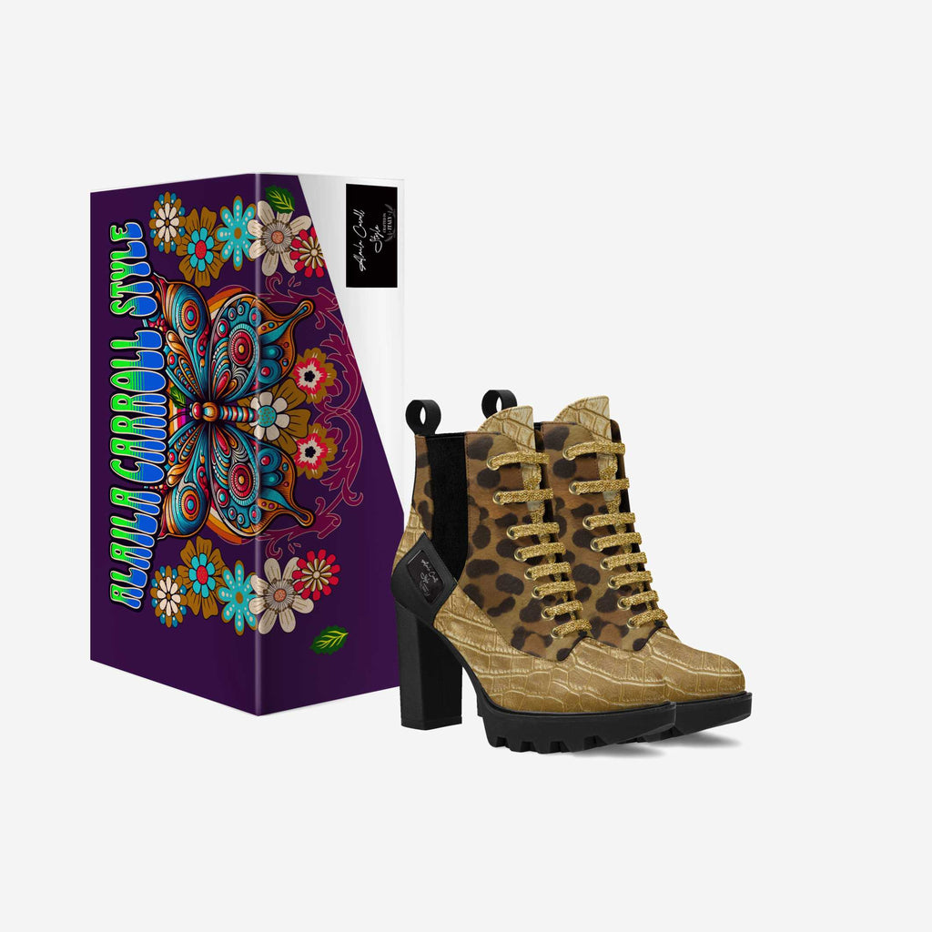 Laced Designer Boot Gold, Leopard, & Black