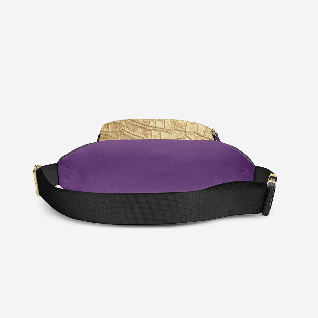 DESIGNER LUXE MULTI-POCKET BELT BAG Black, Purple, & Gold