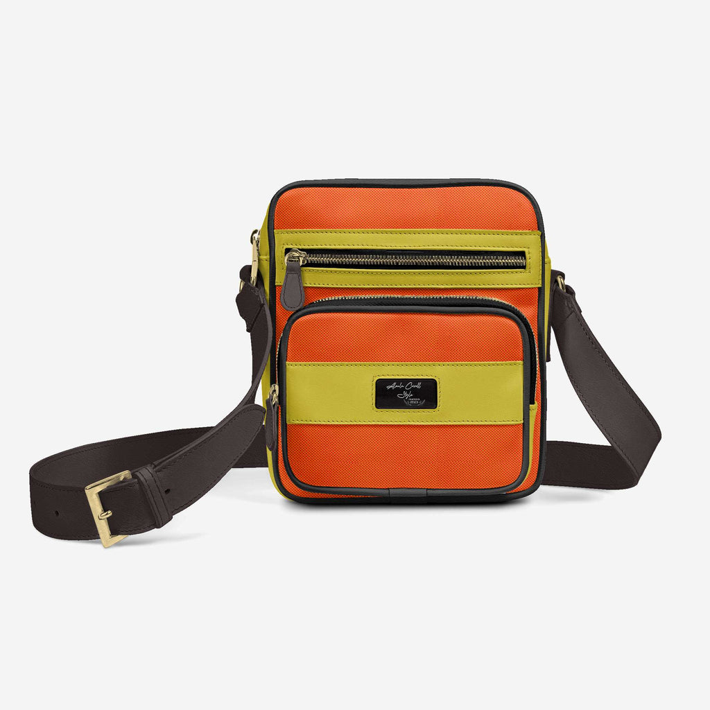 CROSS-BODY DESIGNER SHOULDERBAG Mustard, Orange, & Black