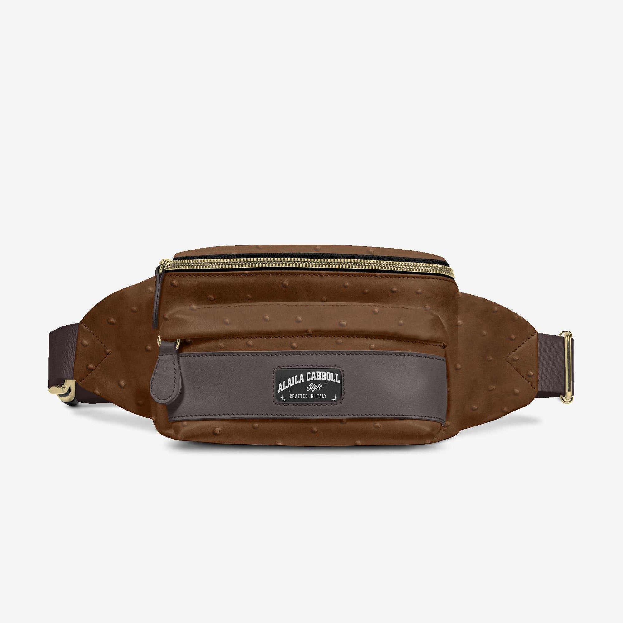 DESIGNER LUXE MULTI-POCKET BELT BAG BROWN