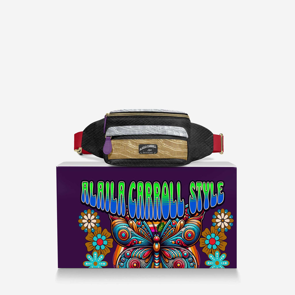 DESIGNER LUXE MULTI-POCKET BELT BAG Black, Purple, Red, Silver, and Gold