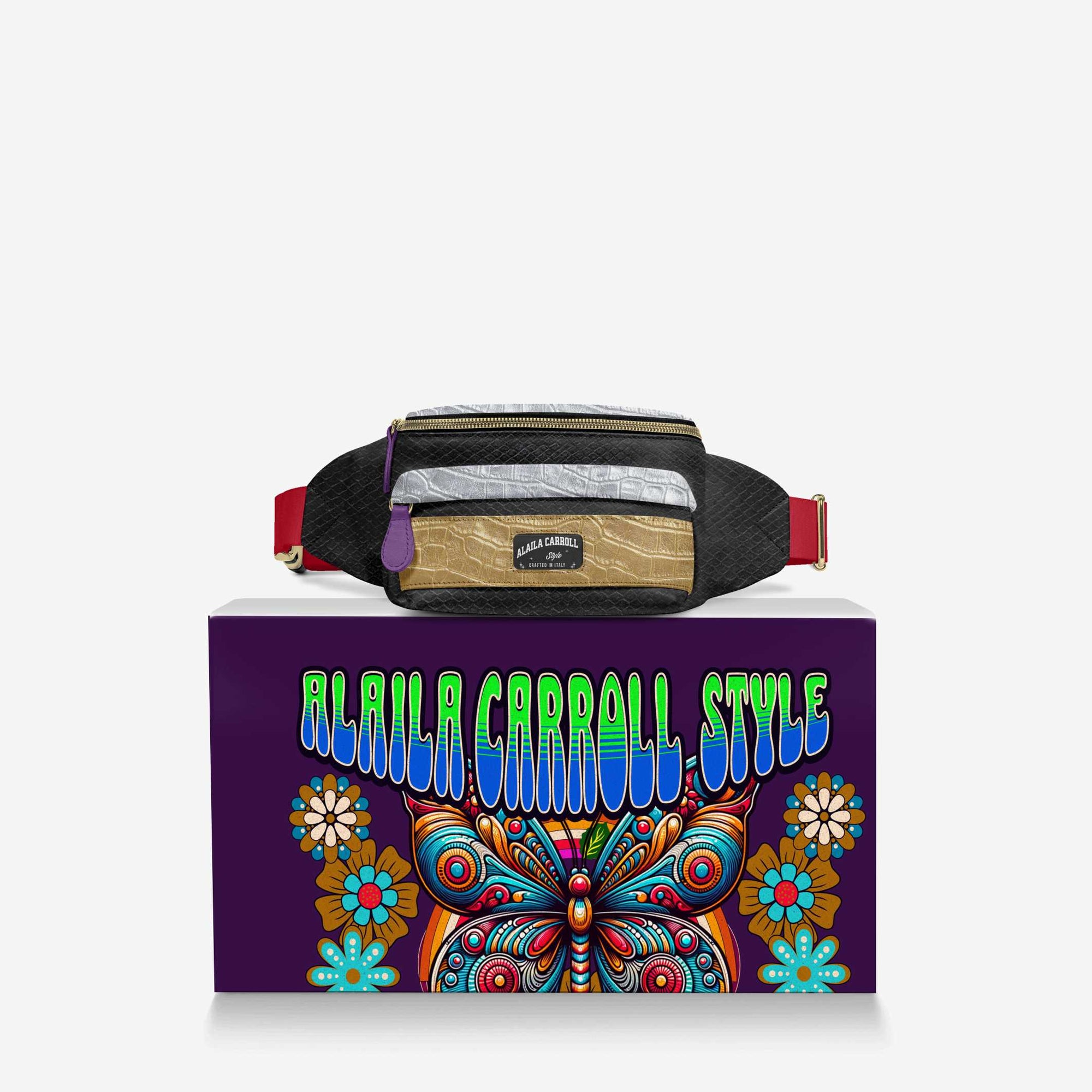 DESIGNER LUXE MULTI-POCKET BELT BAG Black, Purple, Red, Silver, and Gold