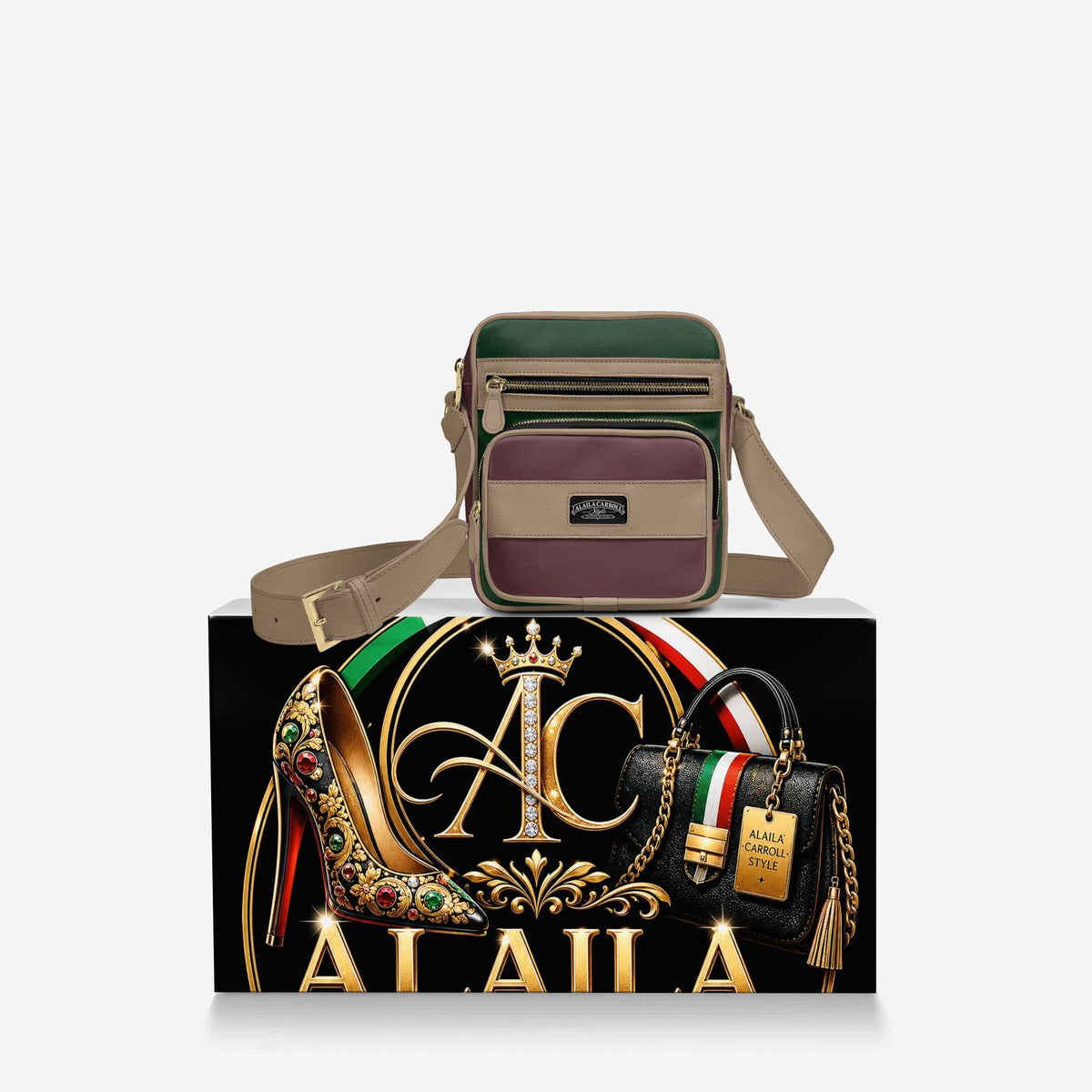 Cross-Body Designer Shoulder Bag Wine, Mouton, Serpentine & Black – Bold Texture Meets Italian Luxury