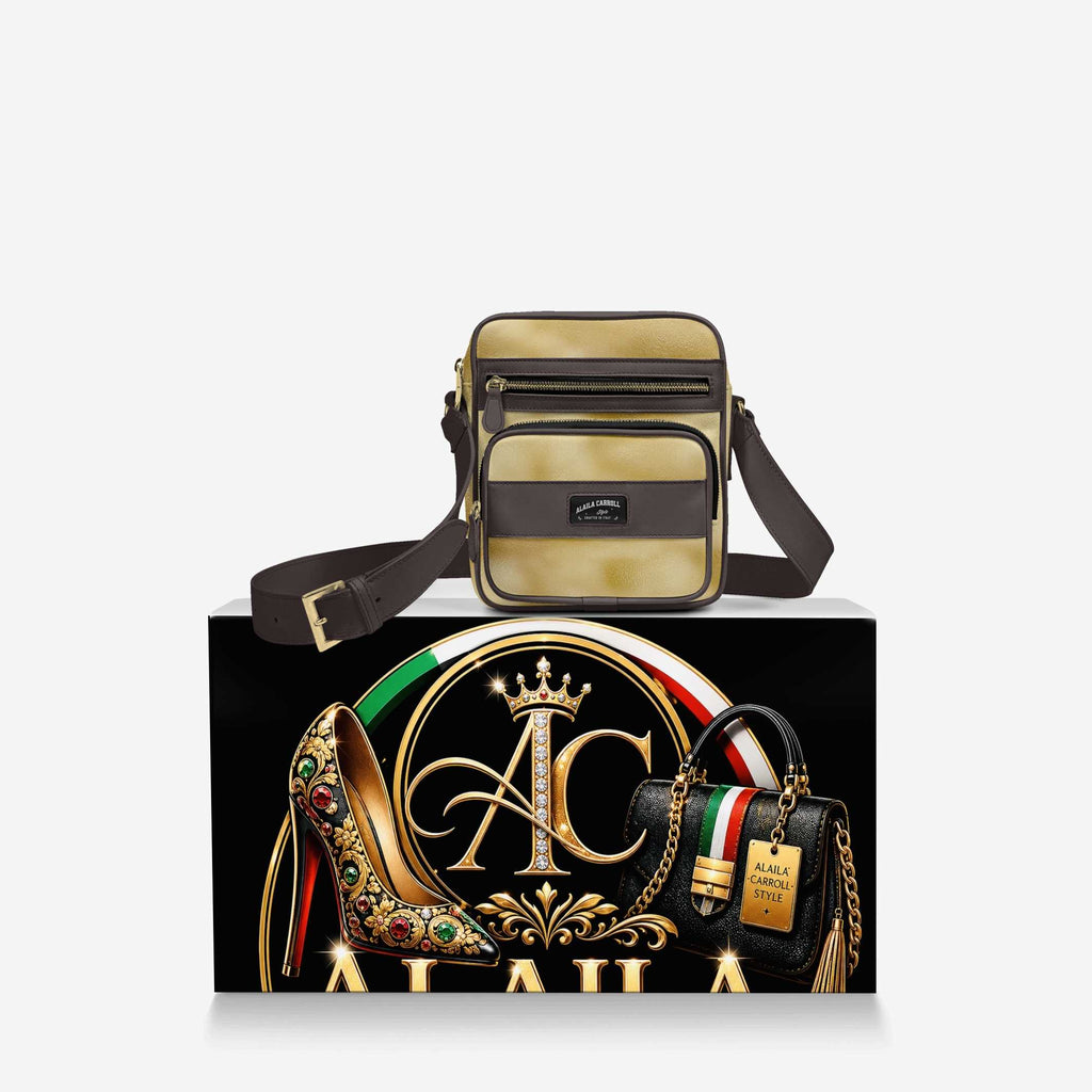 Cross-Body Designer Shoulder Bag Gold & Tobacco – Luxury Meets Everyday Functionality