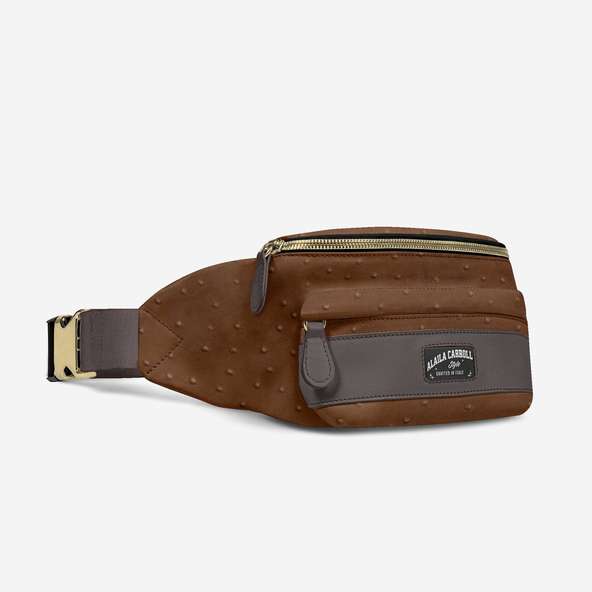 DESIGNER LUXE MULTI-POCKET BELT BAG BROWN