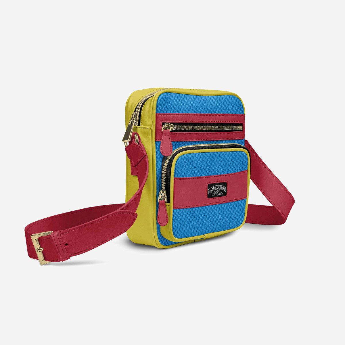 Cross-Body Designer Shoulder Bag Canary, Santa Claus & Textile Electric Blue – Color Without Limits
