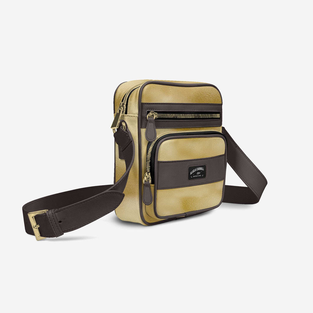 Cross-Body Designer Shoulder Bag Gold & Tobacco – Luxury Meets Everyday Functionality