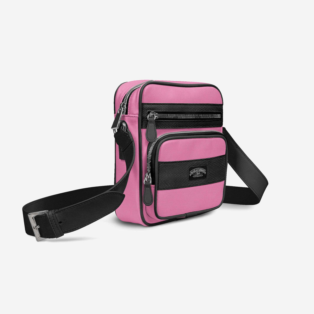 Cross-Body Designer Shoulder Bag Textile Pink & Python Print Black – Bold Texture Meets Everyday Luxury