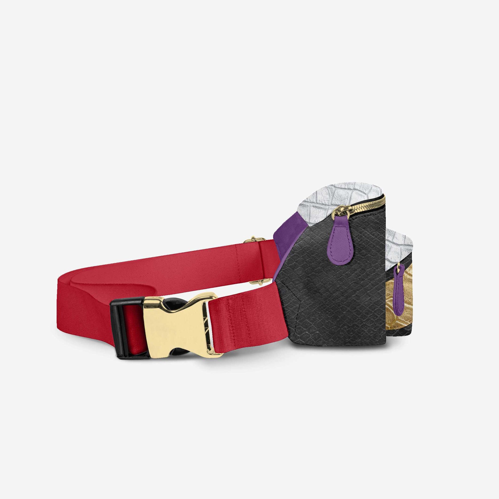 DESIGNER LUXE MULTI-POCKET BELT BAG Black, Purple, Red, Silver, and Gold