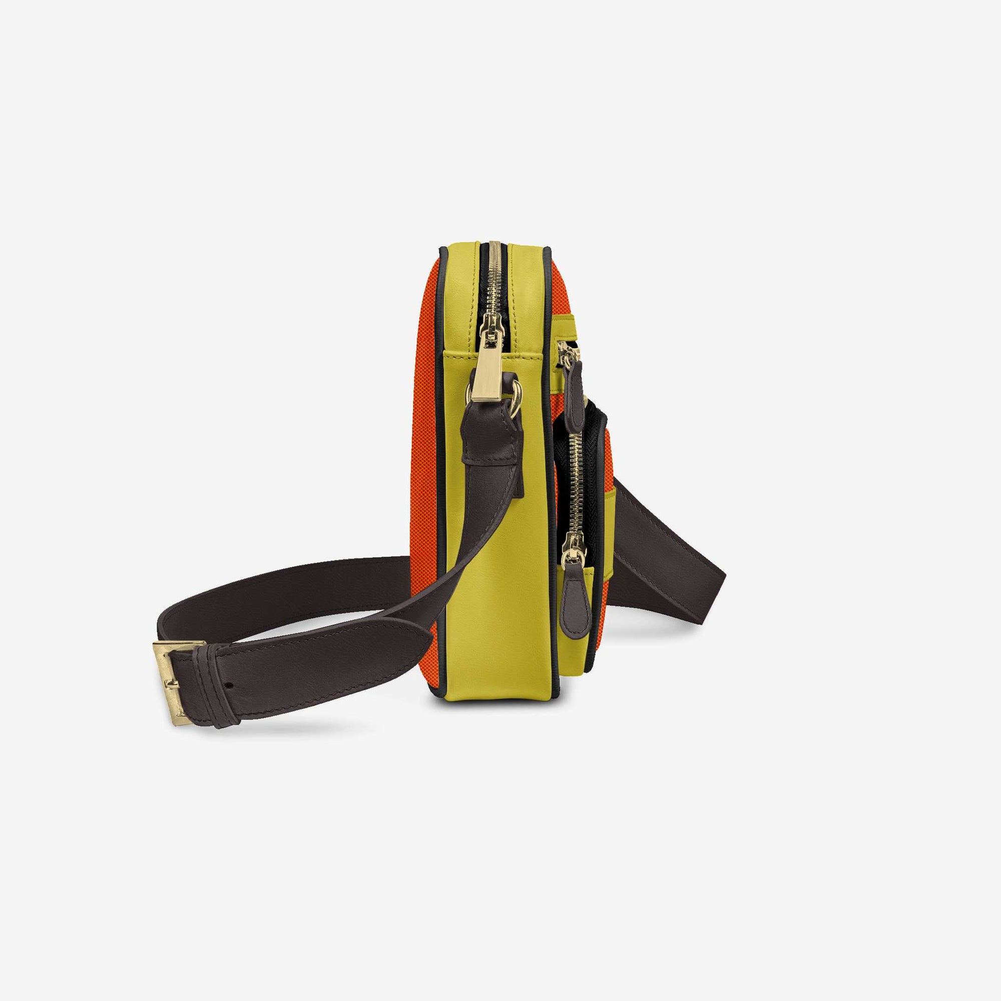 CROSS-BODY DESIGNER SHOULDERBAG Mustard, Orange, & Black