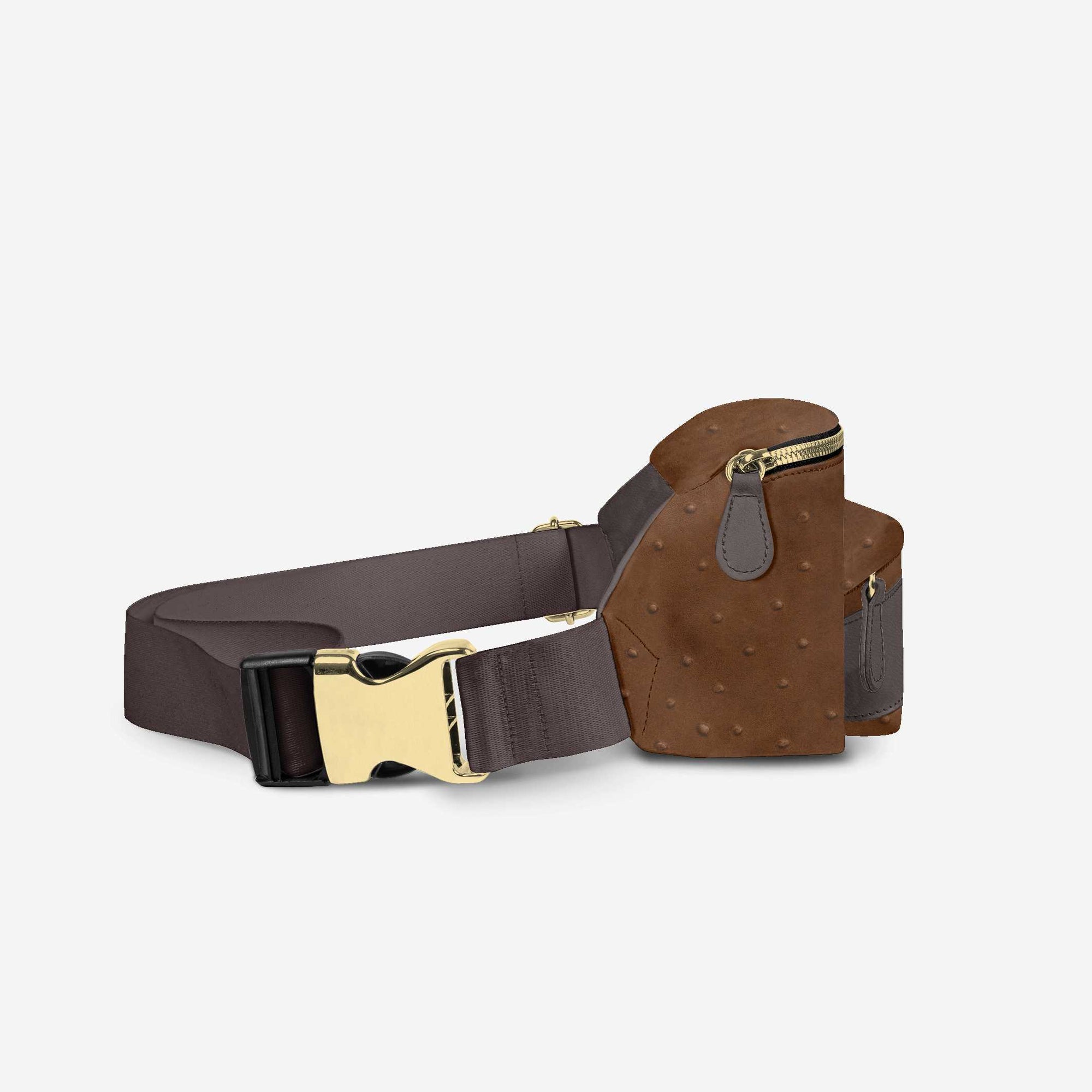 DESIGNER LUXE MULTI-POCKET BELT BAG BROWN