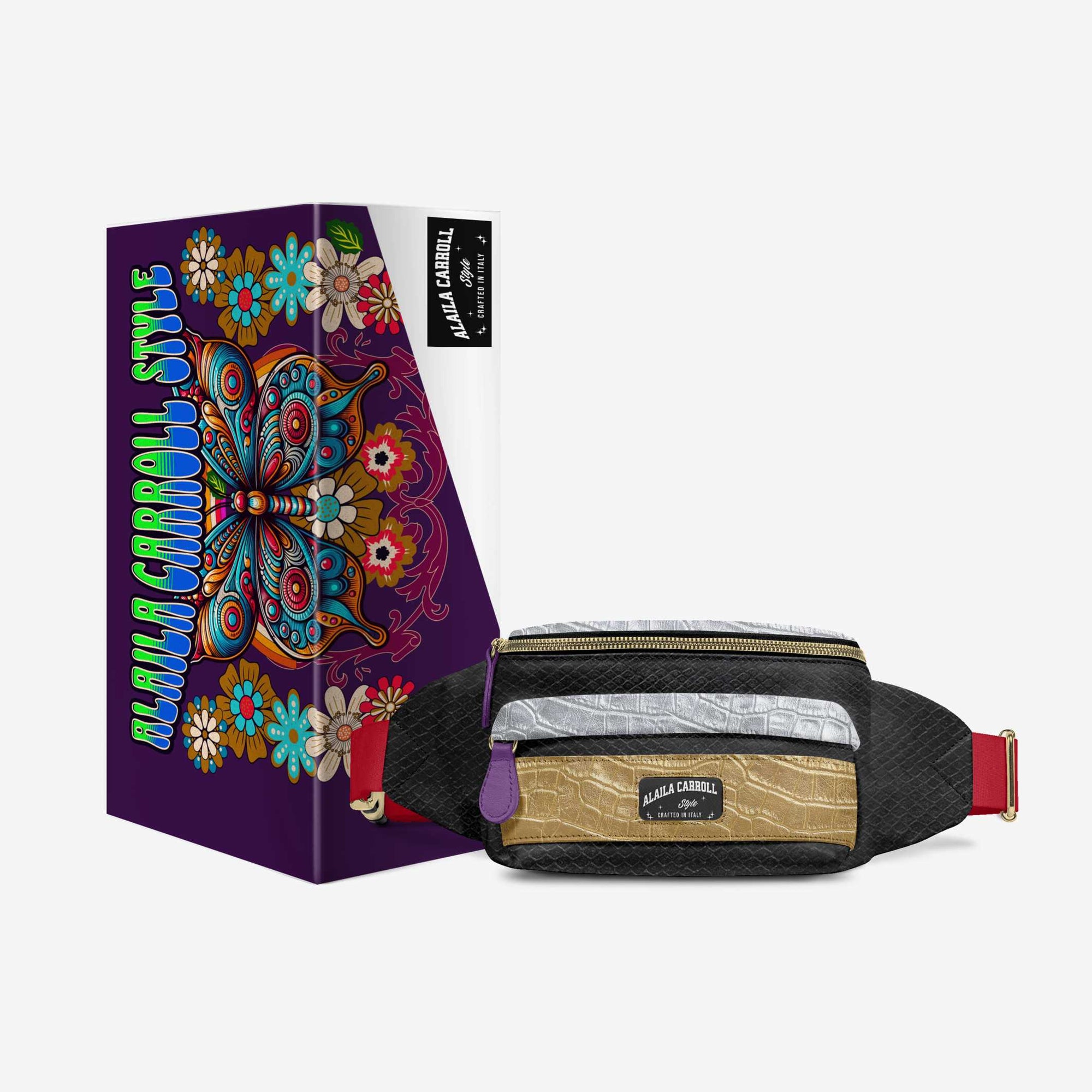 DESIGNER LUXE MULTI-POCKET BELT BAG Black, Purple, Red, Silver, and Gold