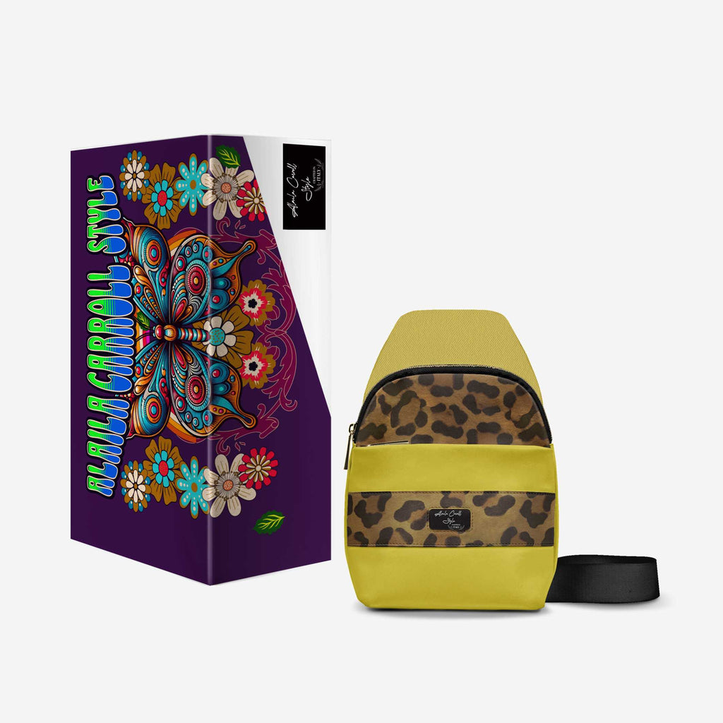 ELEGANT CROSSBODY DESIGNER LUXE BAG Leopard & Mustard