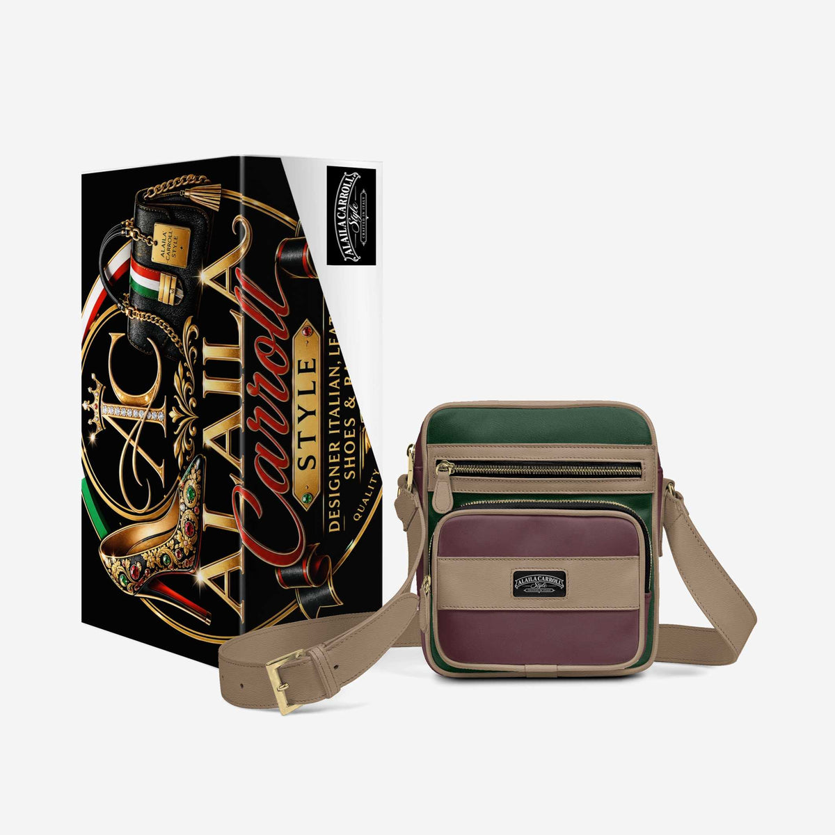 Cross-Body Designer Shoulder Bag Wine, Mouton, Serpentine & Black – Bold Texture Meets Italian Luxury