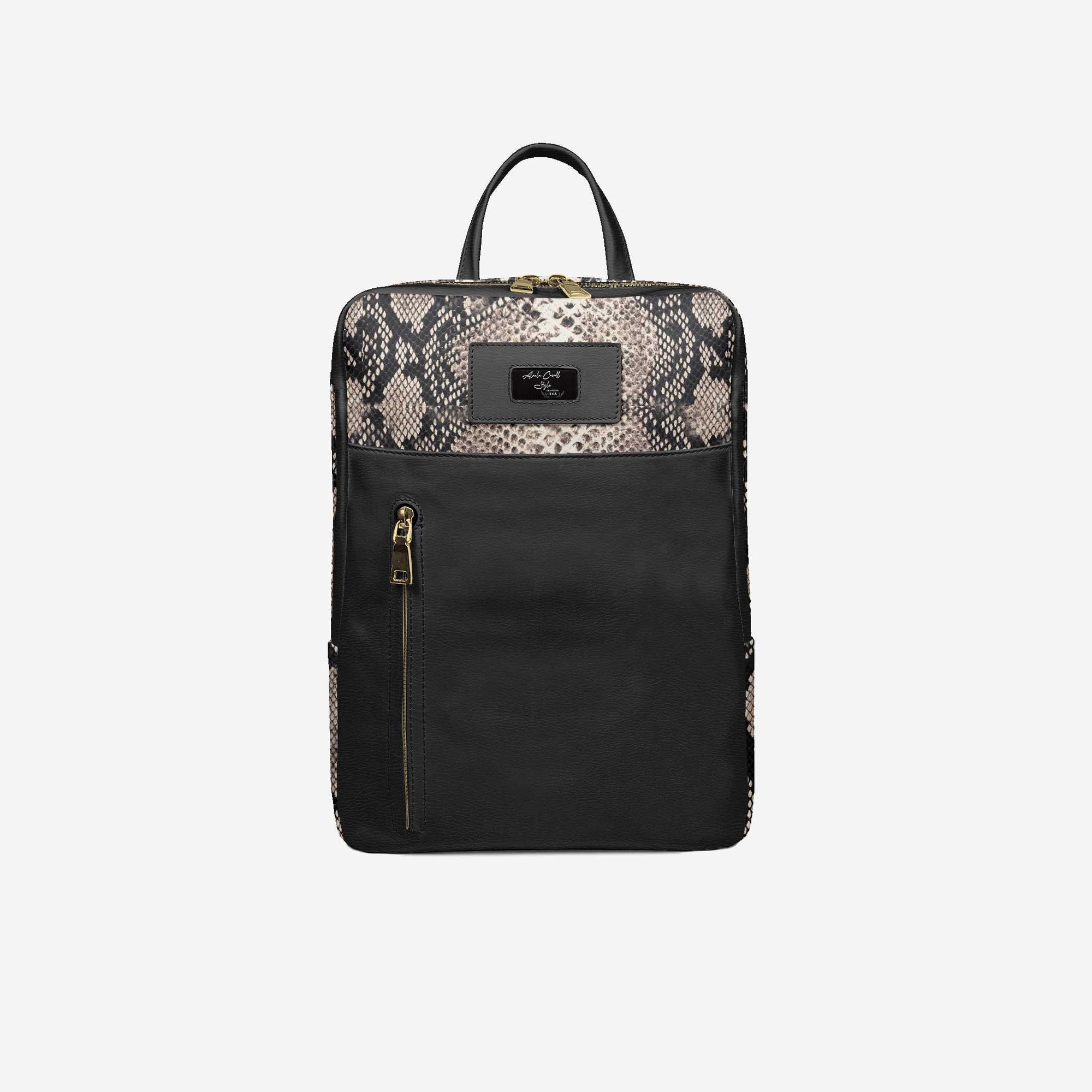 DESIGNER LUXE URBAN ZIP BACKPACK Black & Python