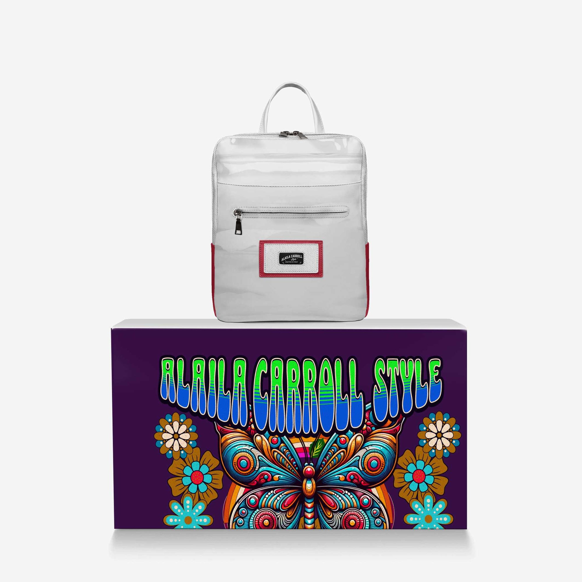 DESIGNER LUXE URBAN MINIMAL BACKPACK Red & White