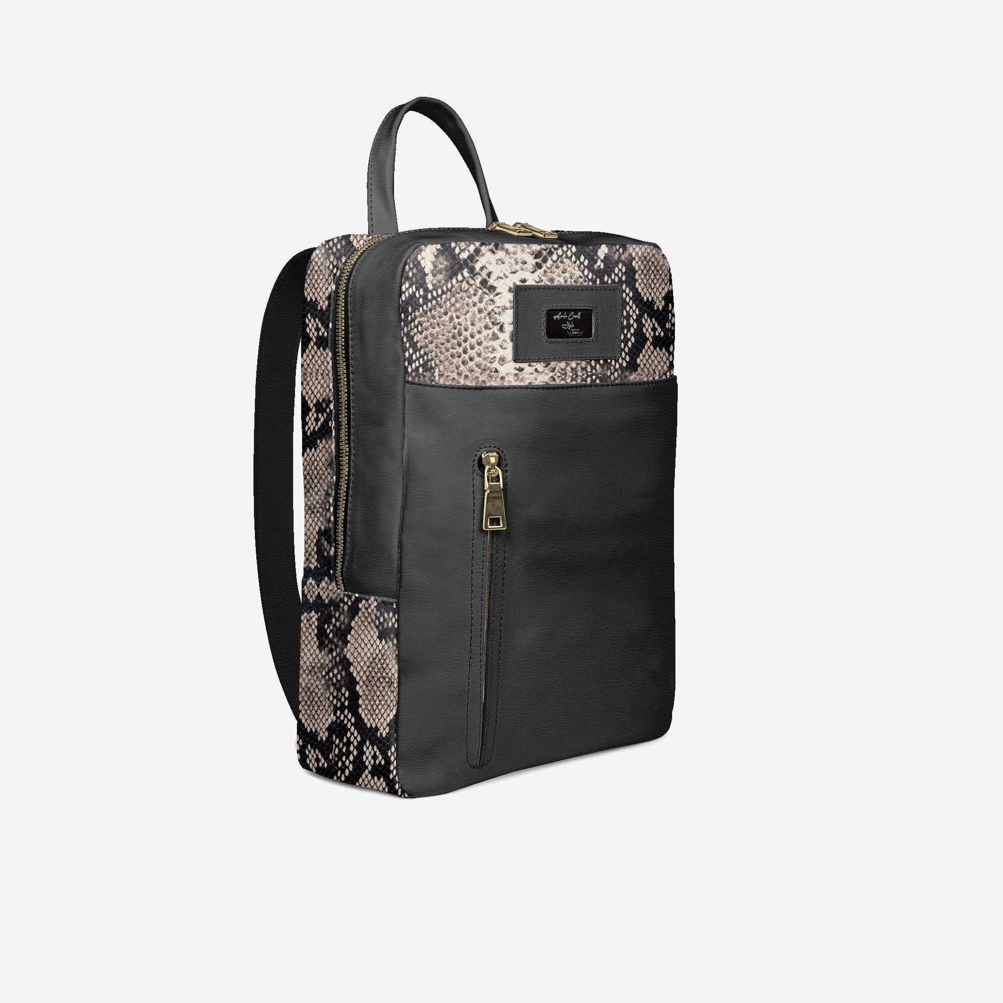 DESIGNER LUXE URBAN ZIP BACKPACK Black & Python