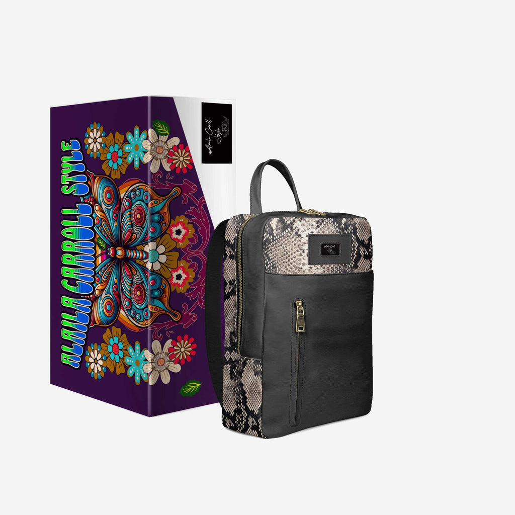 DESIGNER LUXE URBAN ZIP BACKPACK Black & Python