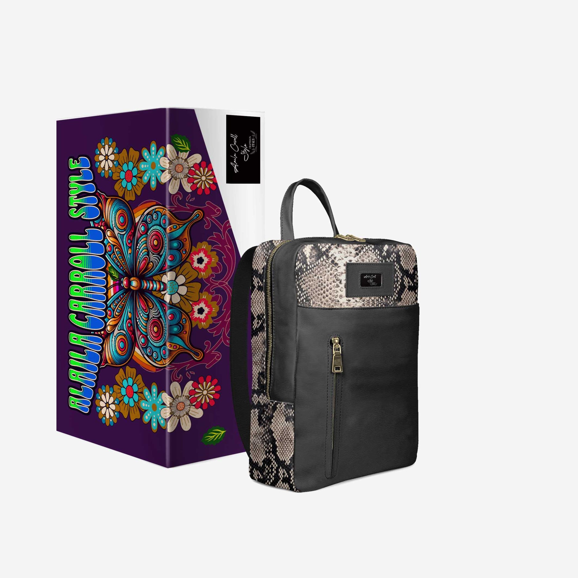 DESIGNER LUXE URBAN ZIP BACKPACK Black & Python