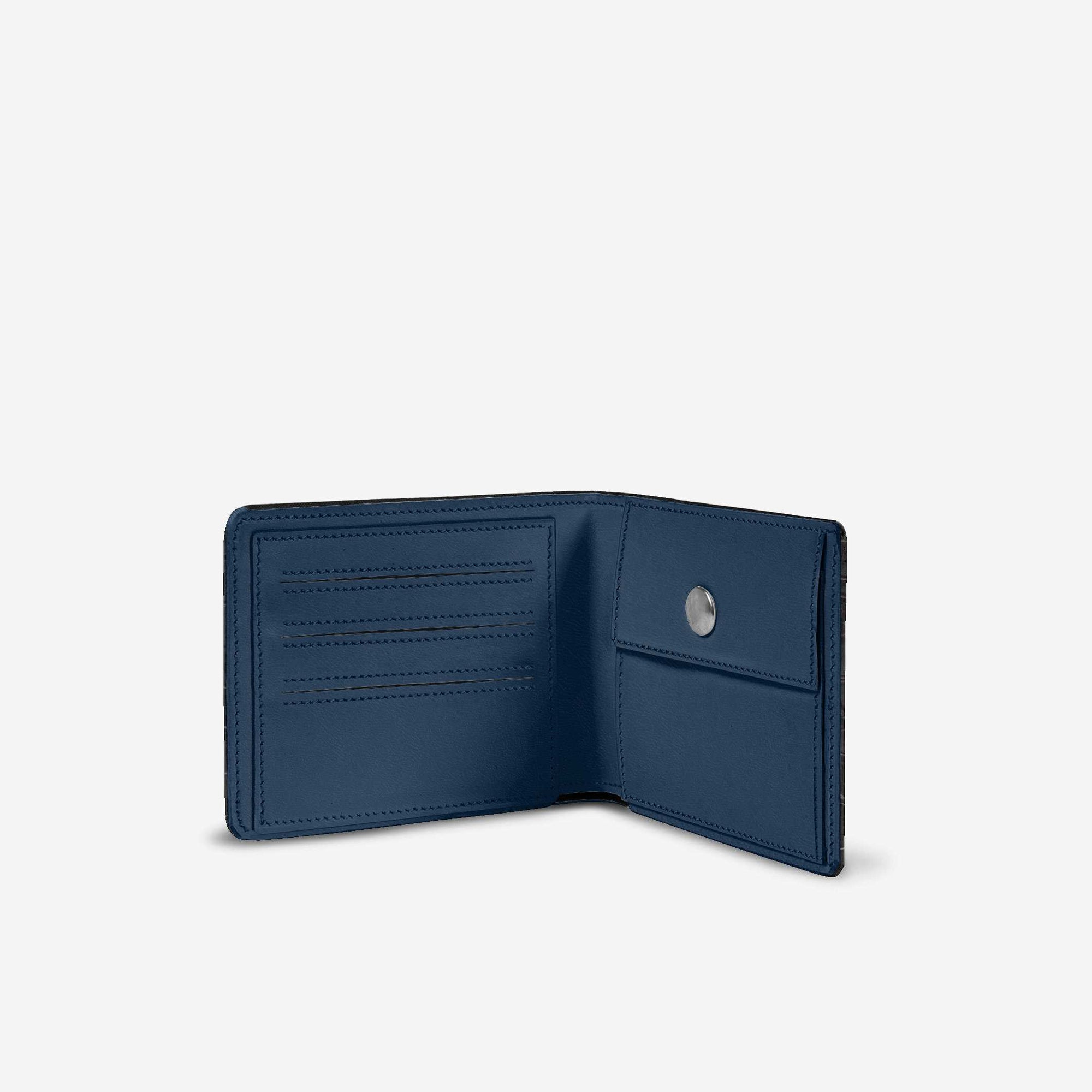 Minimal Designer Luxe Wallet – Black Croc & Ocean Blue